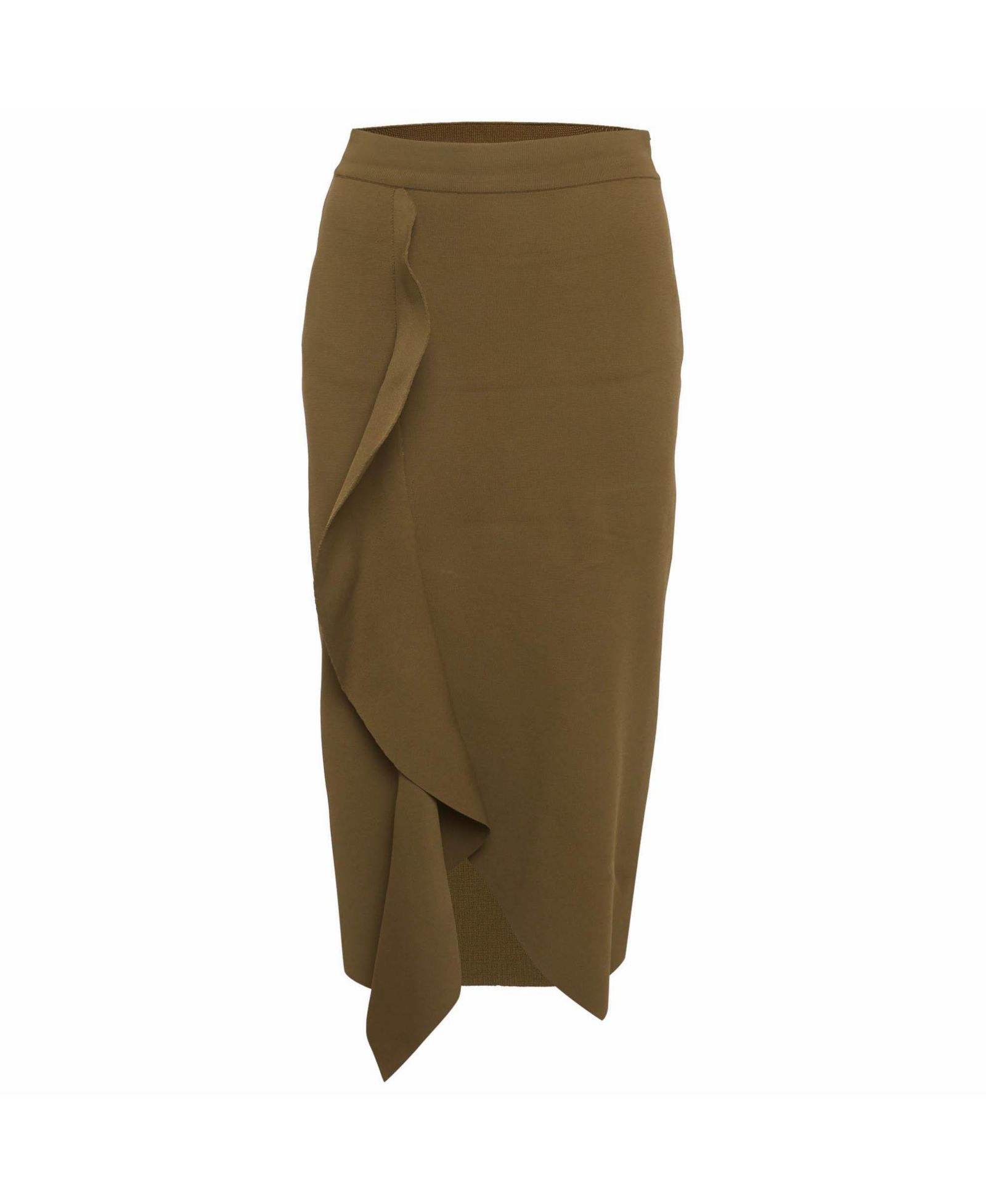 Pre-Owned Alexander Mcqueen Women's Stretch Knit Asymmetric Ruffle Midi Skirt