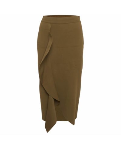 Pre-Owned Alexander Mcqueen Women's Stretch Knit Asymmetric Ruffle Midi Skirt