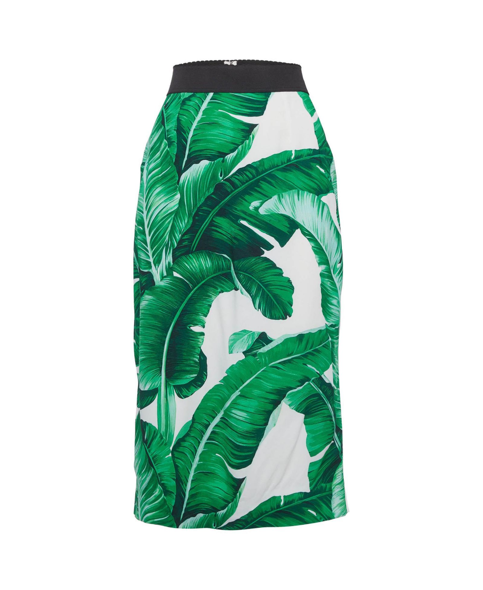 Pre-Owned Dolce & Gabbana Women's Pre-Owned Dolce and Gabbana Green Tropical Print Crepe Pencil Skirt