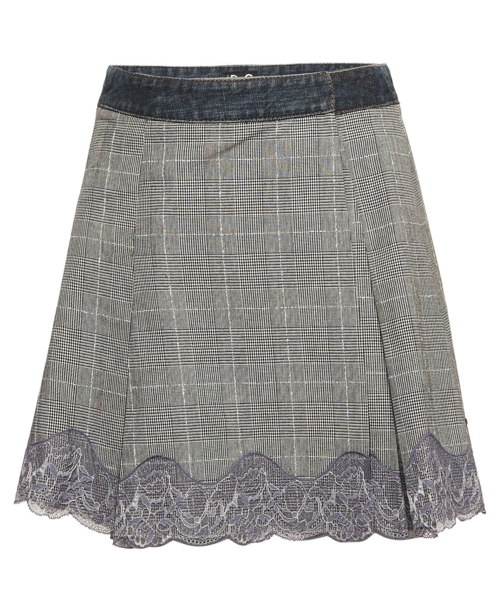 Pre-Owned Dolce and Gabbana Women's Plaid Denim Lace Detail Wrap Skirt