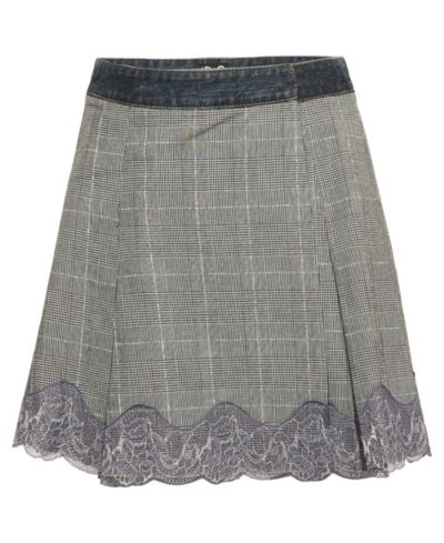 Pre-Owned Dolce and Gabbana Women's Plaid Denim Lace Detail Wrap Skirt
