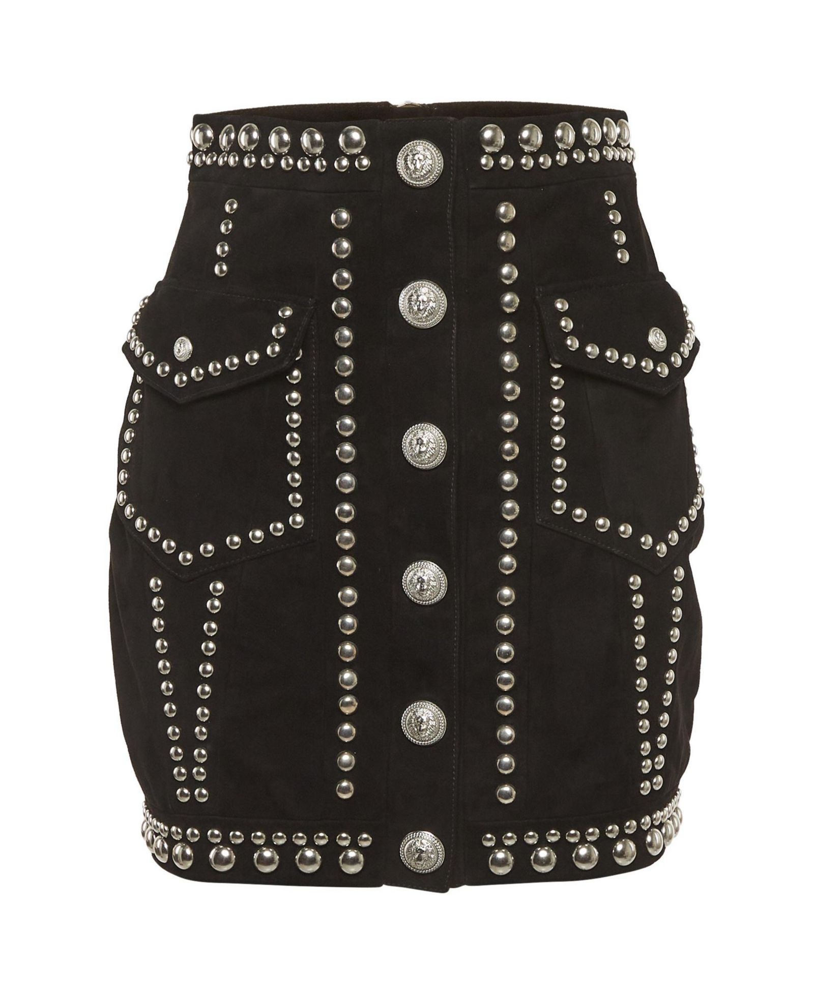 Pre-Owned Balmain Women's Studded Suede Mini Skirt