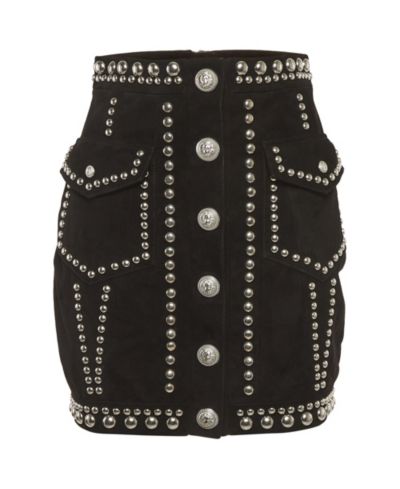Pre-Owned Balmain Women's Studded Suede Mini Skirt