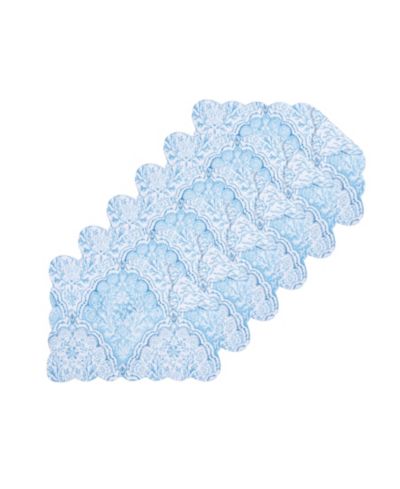 C&F Home Chinoiserie Coast Reversible Machine Washable Scallop Quilt Placemats Set of 6