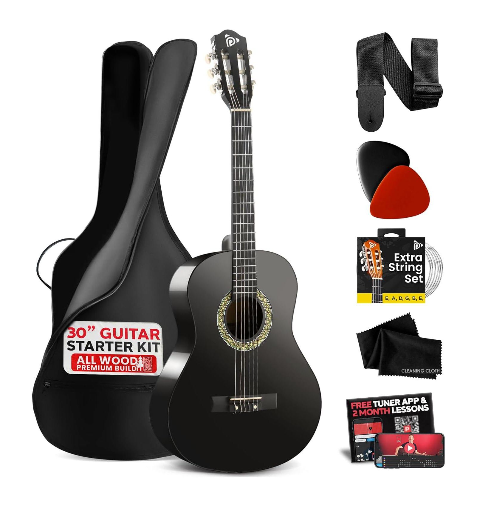 Pyle Акустическая гитара для начинающих 30" Junior All-Wood
