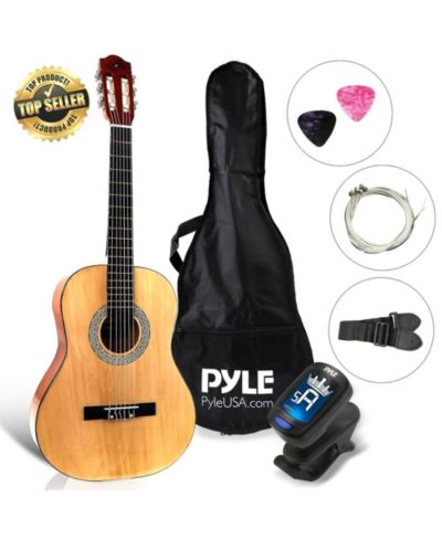 Классическая гитара Pyle 6-струнная, масштаб 3/4 с цифровым тюнером и набором аксессуаров (36 inch)