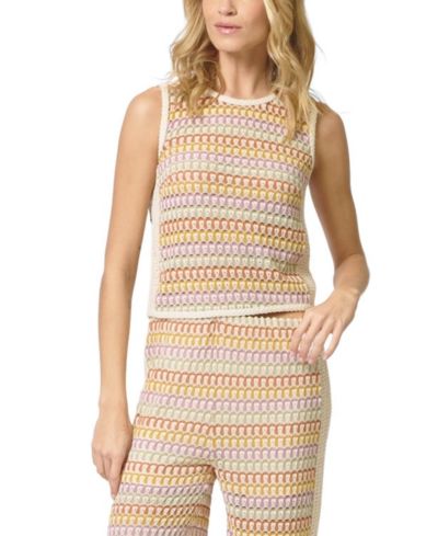 Женский топ Central Park West Celine Rainbow Crochet Button Back Shell