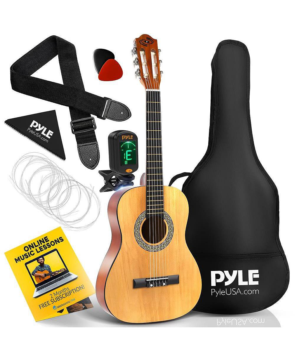 Pyle 1/2-Size Beginner Acoustic Nylon-String Guitar Kit, Ages 5+