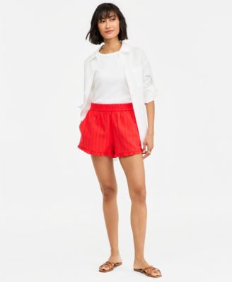 Шорты On 34th Women's Linen Blend Ruffled-Hem Pull-On