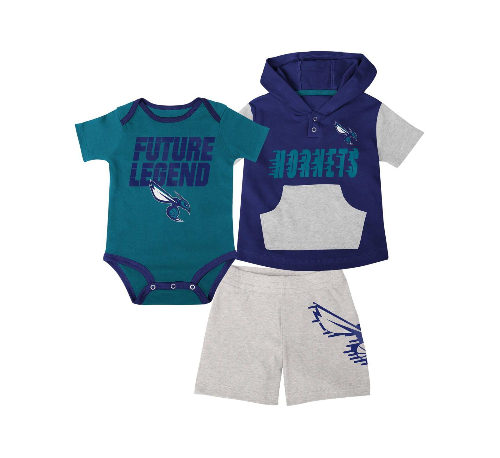 Детский комплект Outerstuff Charlotte Hornets: боди, худи и шорты