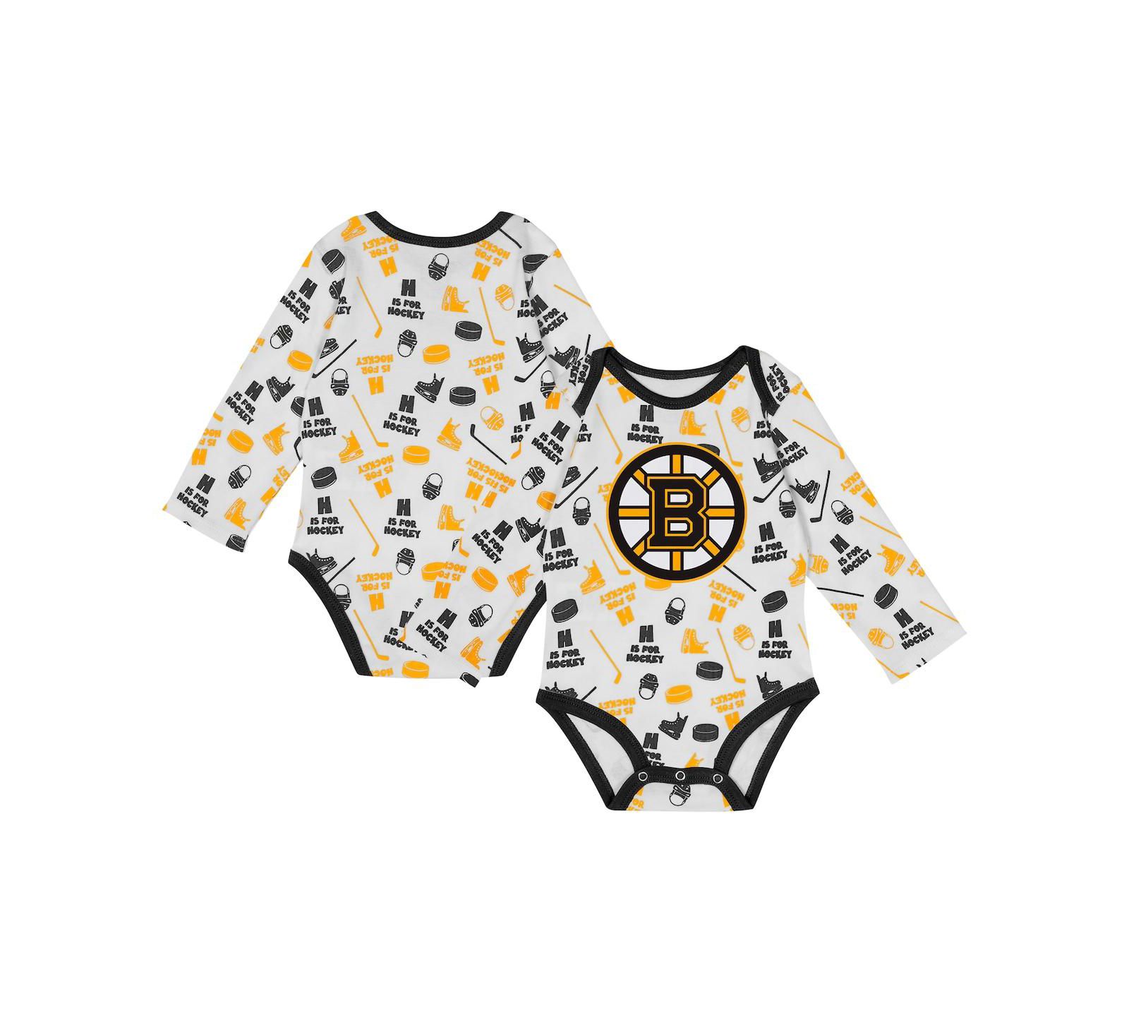 Outerstuff Baby Boys and Girls White Boston Bruins Quick Learner Long Sleeve Bodysuit
