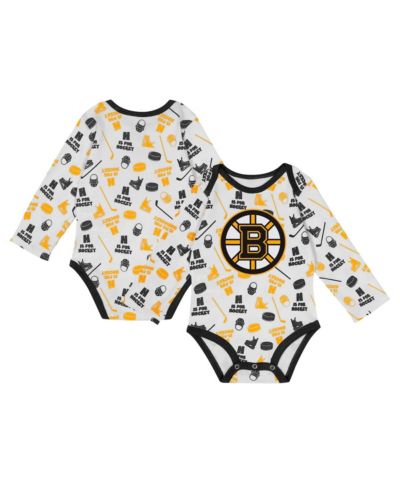 Outerstuff Baby Boys and Girls White Boston Bruins Quick Learner Long Sleeve Bodysuit