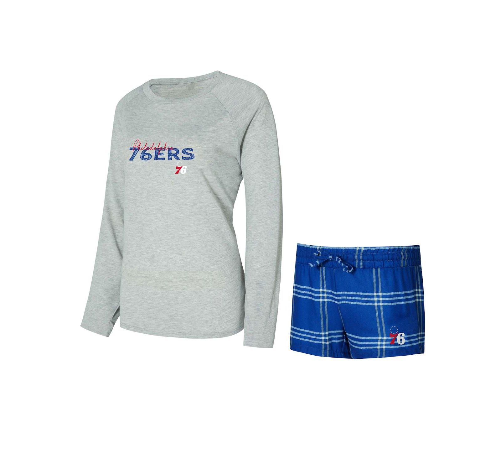 Женский комплект из топа с длинным рукавом и шорт Concepts Sport Philadelphia 76ers Petition