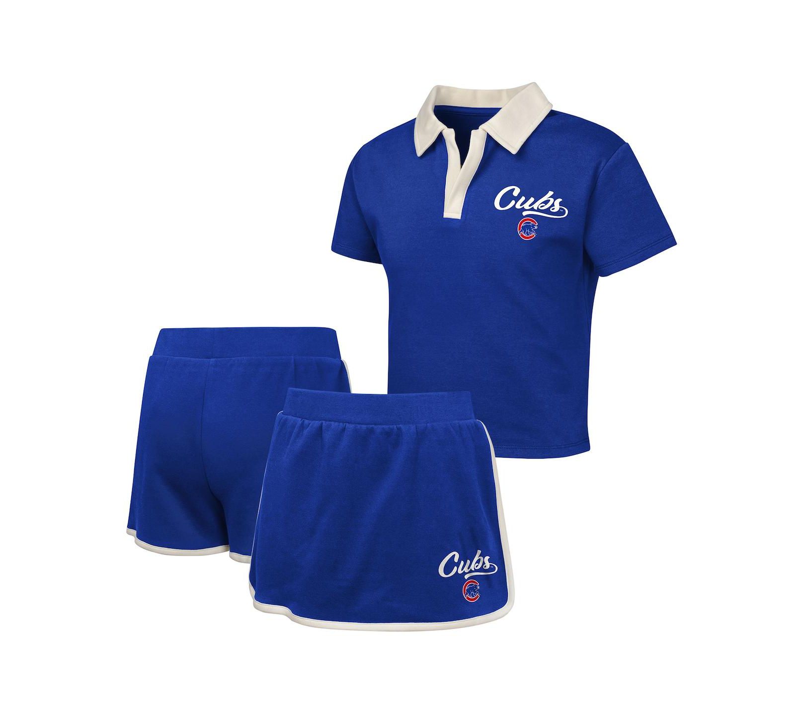 Outerstuff Big Girls Royal Chicago Cubs Base Trainer Johnny Polo and Skort Set