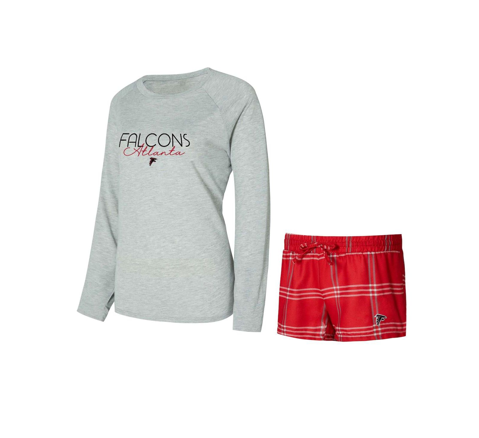 Женский комплект Concepts Sport Red/Gray Atlanta Falcons Petition Raglan Long Sleeve Top & Shorts