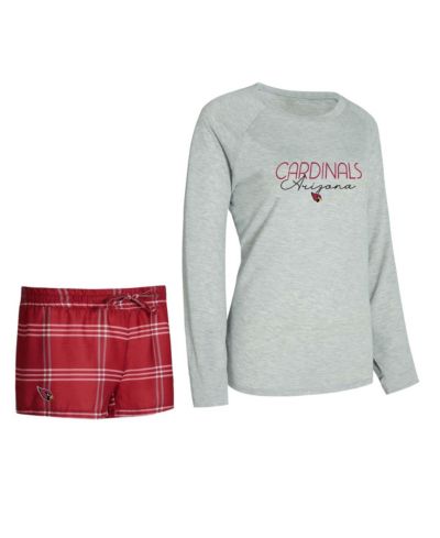 Женский комплект Concepts Sport Arizona Cardinals: топ с длинным рукавом и шорты, кардинал/серый