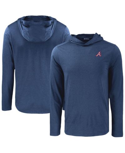 Cutter & Buck Men's Navy Atlanta Braves Coastline Epic Comfort Eco Hoodie Long Sleeve T-Shirt