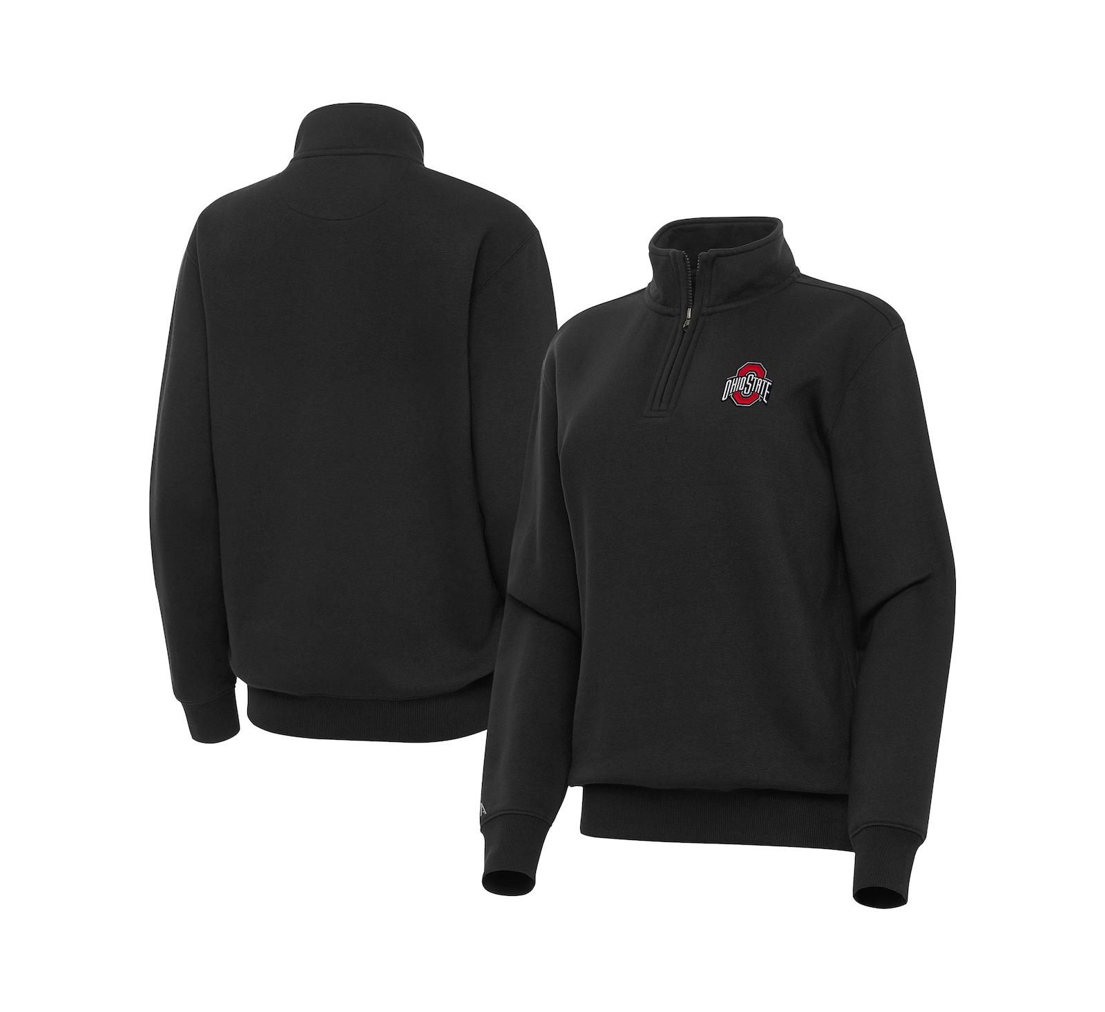 Antigua Women's Black Ohio State Buckeyes Victory Quarter-Zip Sweatshirt