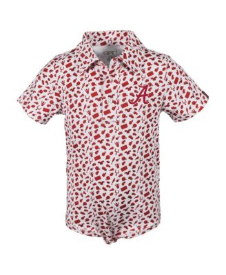 Garb Baby Boys and Girls Crimson Alabama Crimson Tide Tom Allover Print Performance Polo Bodysuit