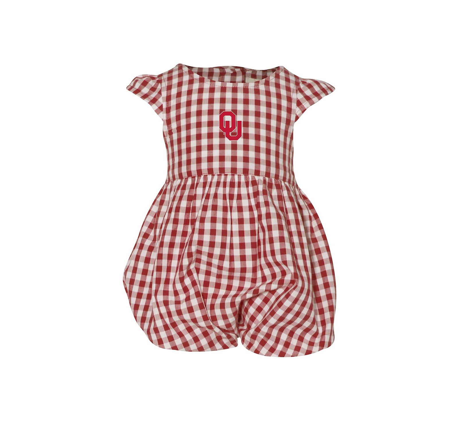 Garb Baby Girls Crimson Oklahoma Sooners Cara Gingham Ruffled Bodysuit