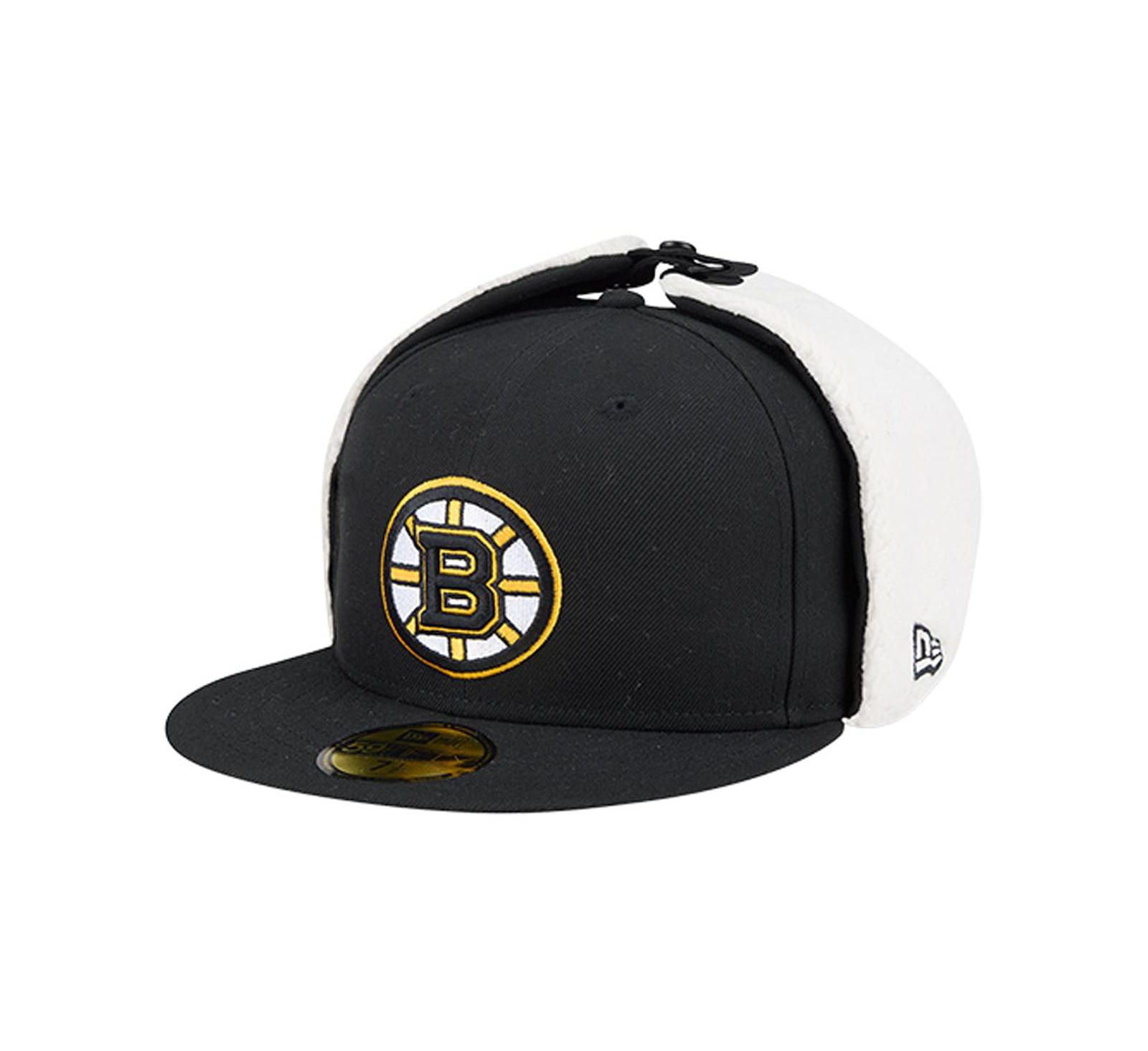New Era Men's Black Boston Bruins Injection Dog Ear Classic Fitted Hat