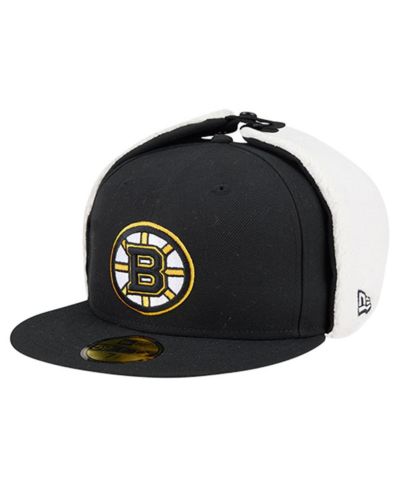 New Era Men's Black Boston Bruins Injection Dog Ear Classic Fitted Hat