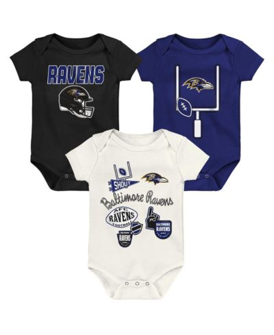 Комплект боди Outerstuff Baby Boys and Girls 3-Pack Baltimore Ravens Littlest Player