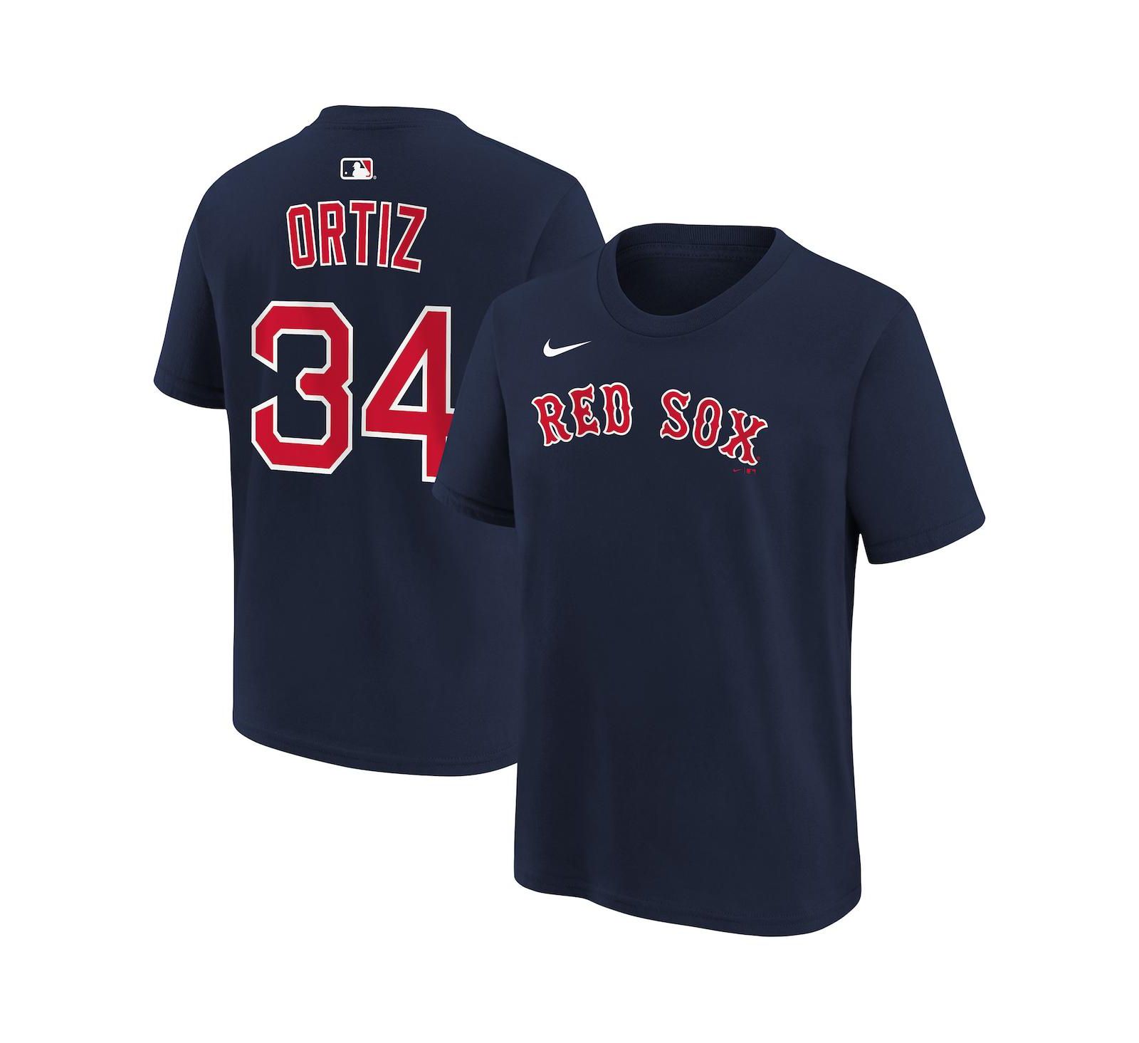 Nike футболка с именем и номером David Ortiz для мальчиков и девочек, темно-синяя, Бостон Ред Сокс