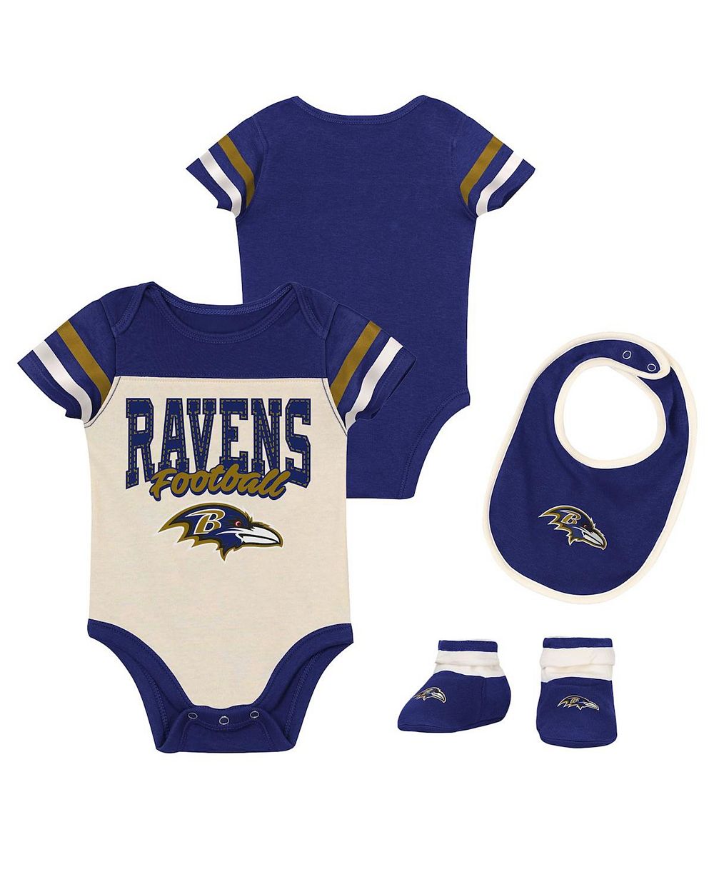 Детский комплект Outerstuff Baltimore Ravens Up One Bodysuit, Bib & Booties Set