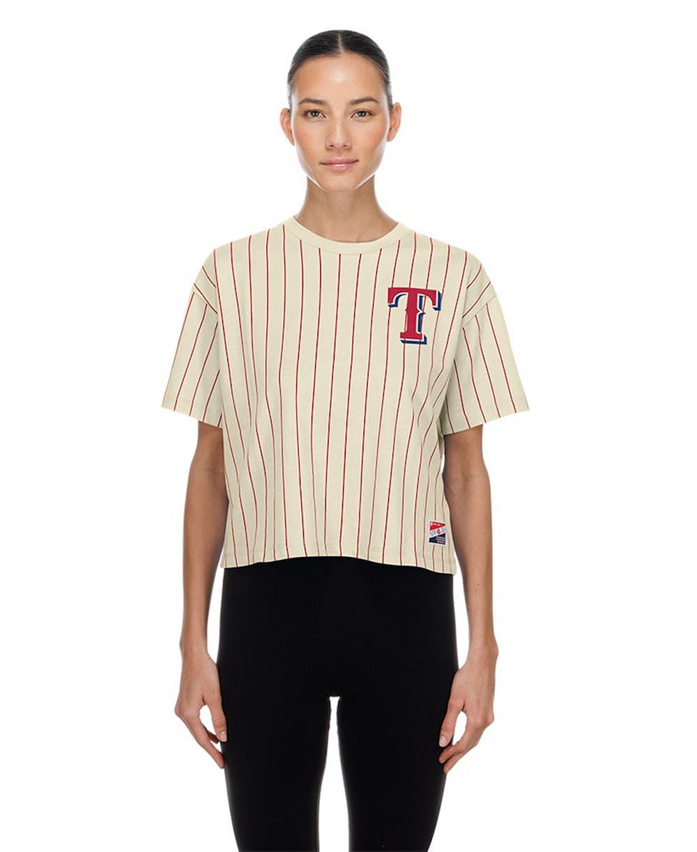 Женская укороченная футболка New Era Cream Texas Rangers Throwback Boxy