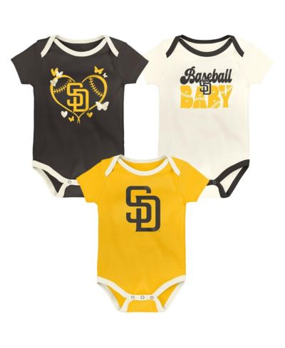 Outerstuff Baby Boys and Girls 3-Pack San Diego Padres Home Team Bodysuit Set