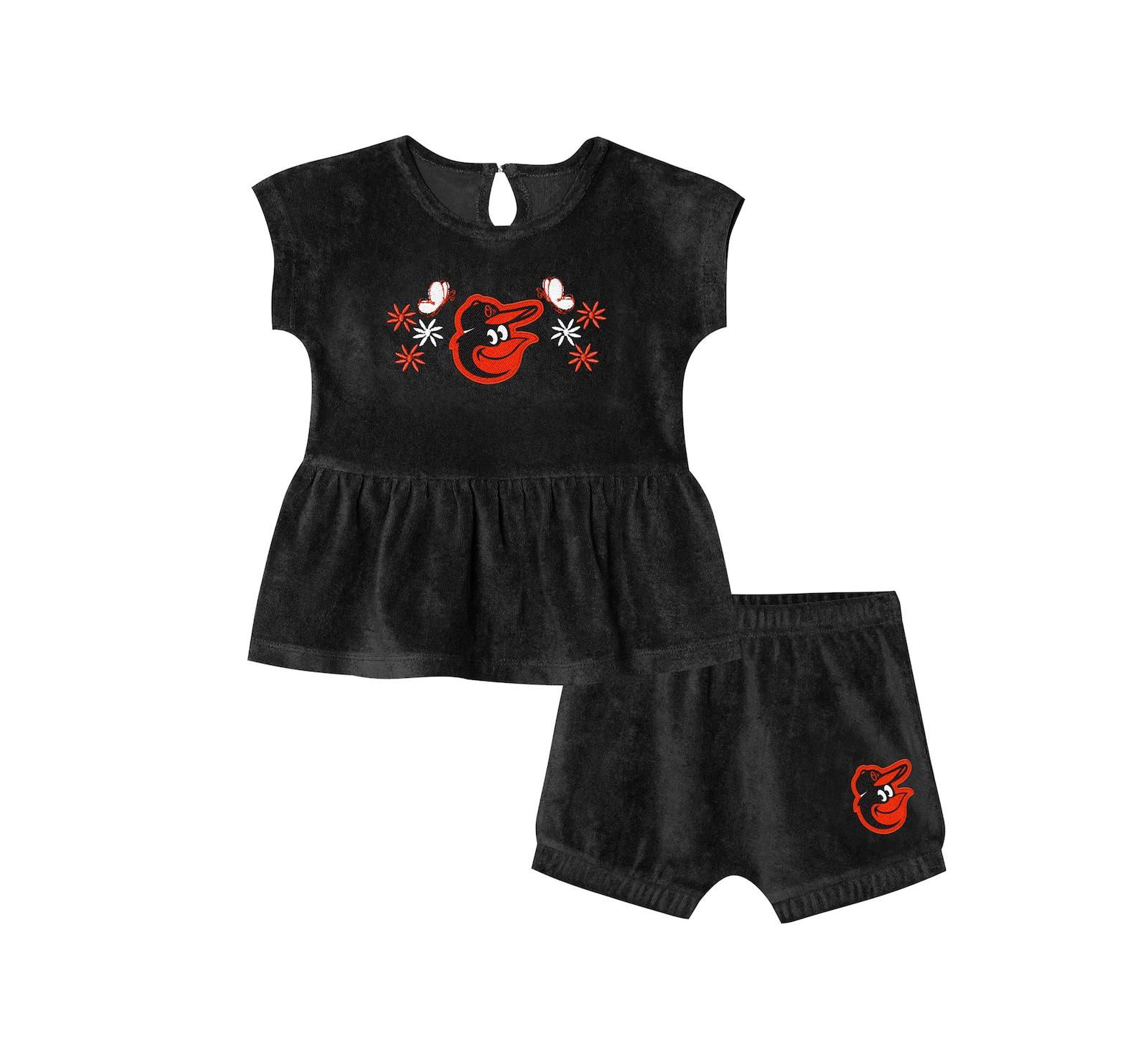 Outerstuff Toddler Girls Black Baltimore Orioles Hop Base Fashion T-Shirt & Shorts Set