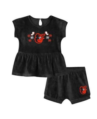 Outerstuff Toddler Girls Black Baltimore Orioles Hop Base Fashion T-Shirt & Shorts Set