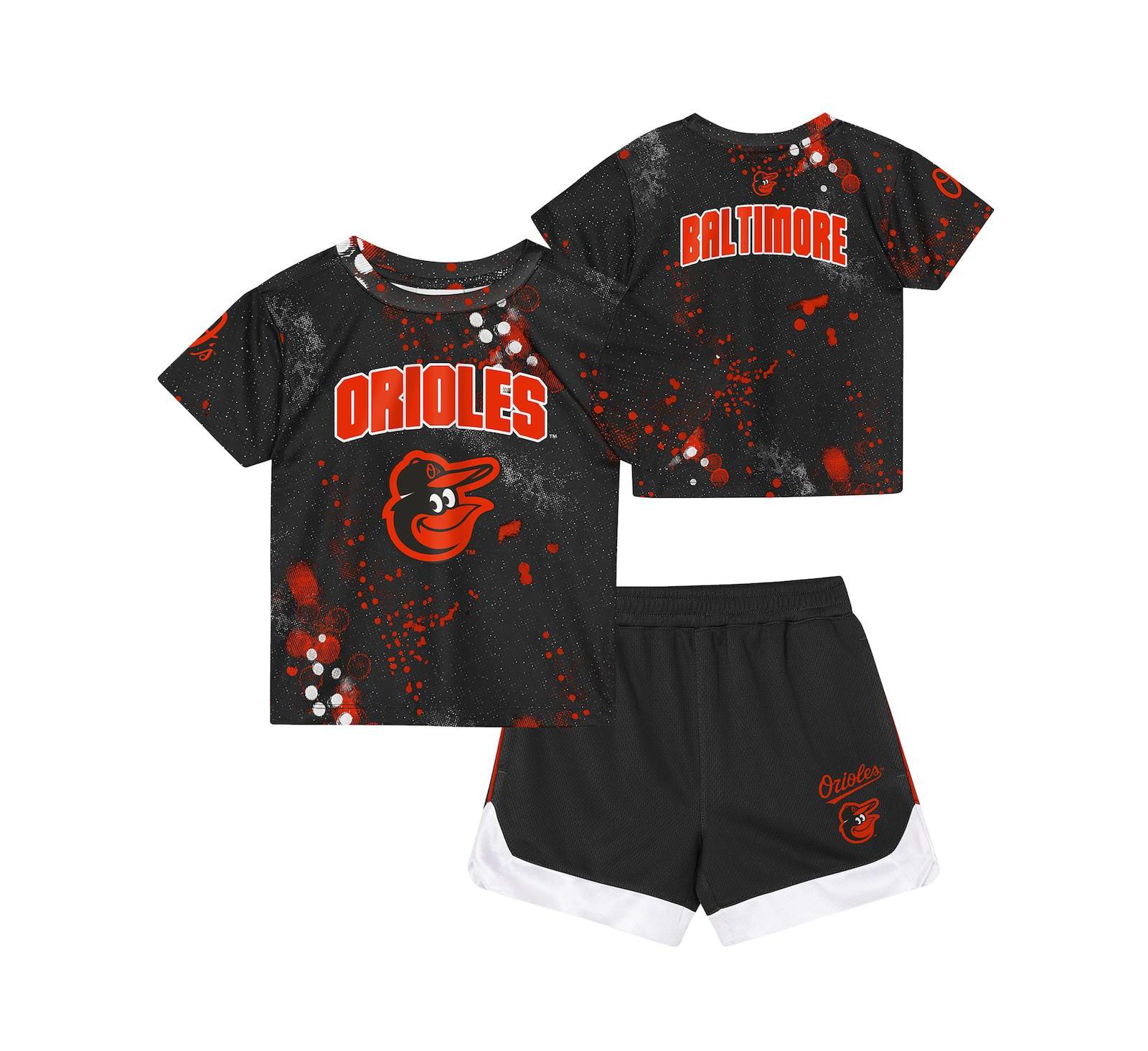 Outerstuff Preschool Black Baltimore Orioles Pinch Hitter Infielder T-Shirt & Shorts Set