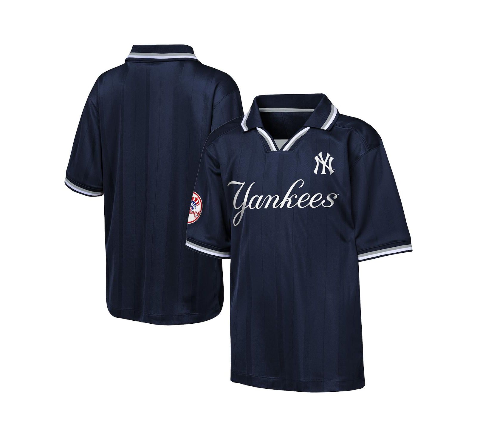 Футболка Outerstuff Navy New York Yankees Y2 Tech Stadium Fashion Collar для мальчиков и девочек