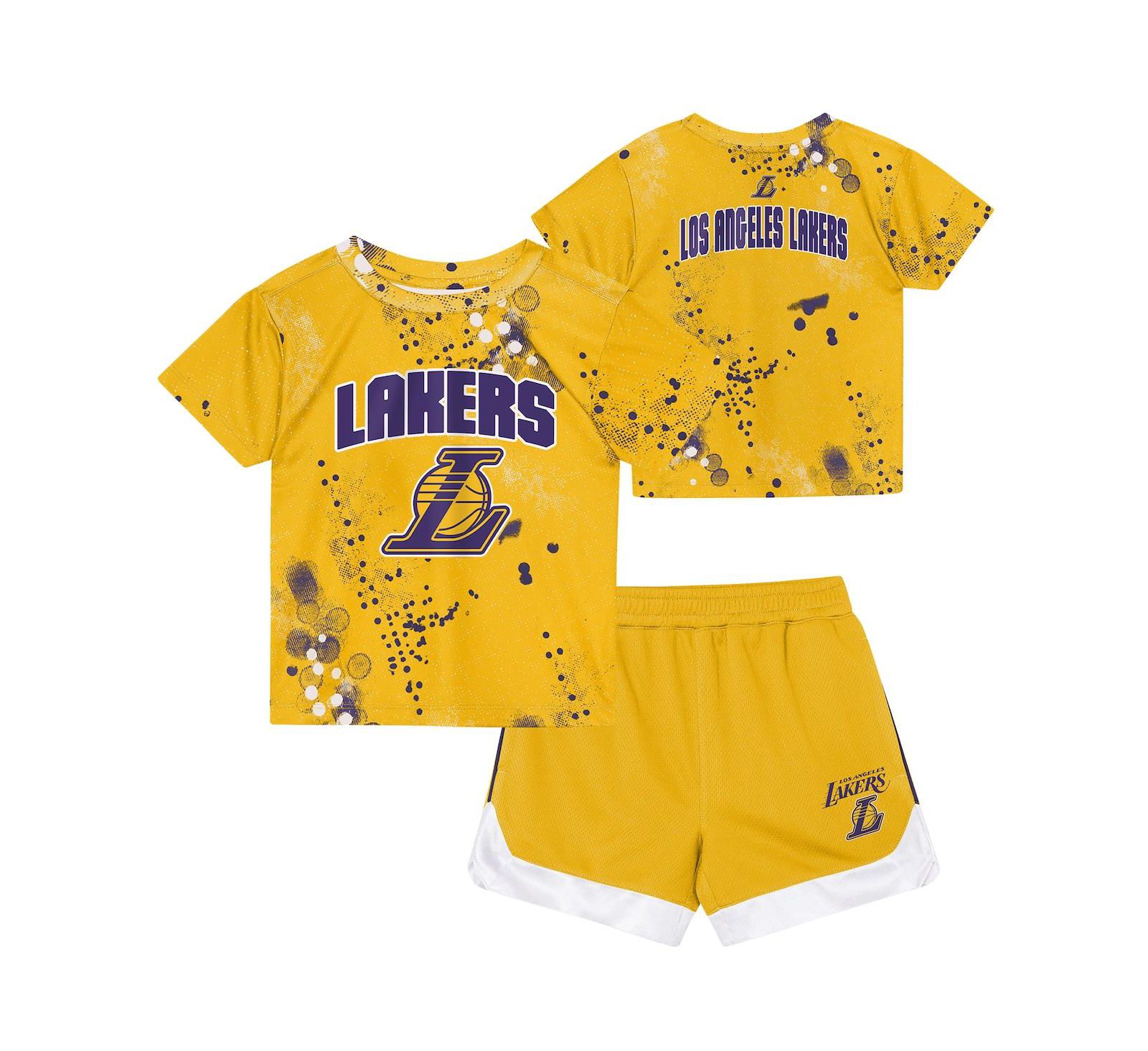 Детский набор Outerstuff Preschool Gold Los Angeles Lakers Home Plate T-Shirt & Shorts Set