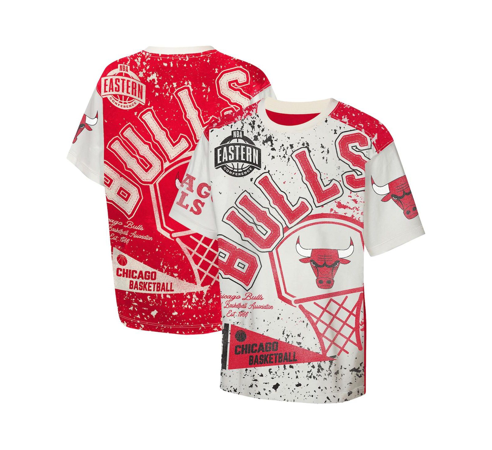 Детская футболка Outerstuff Chicago Bulls с принтом по всей поверхности, кремового цвета