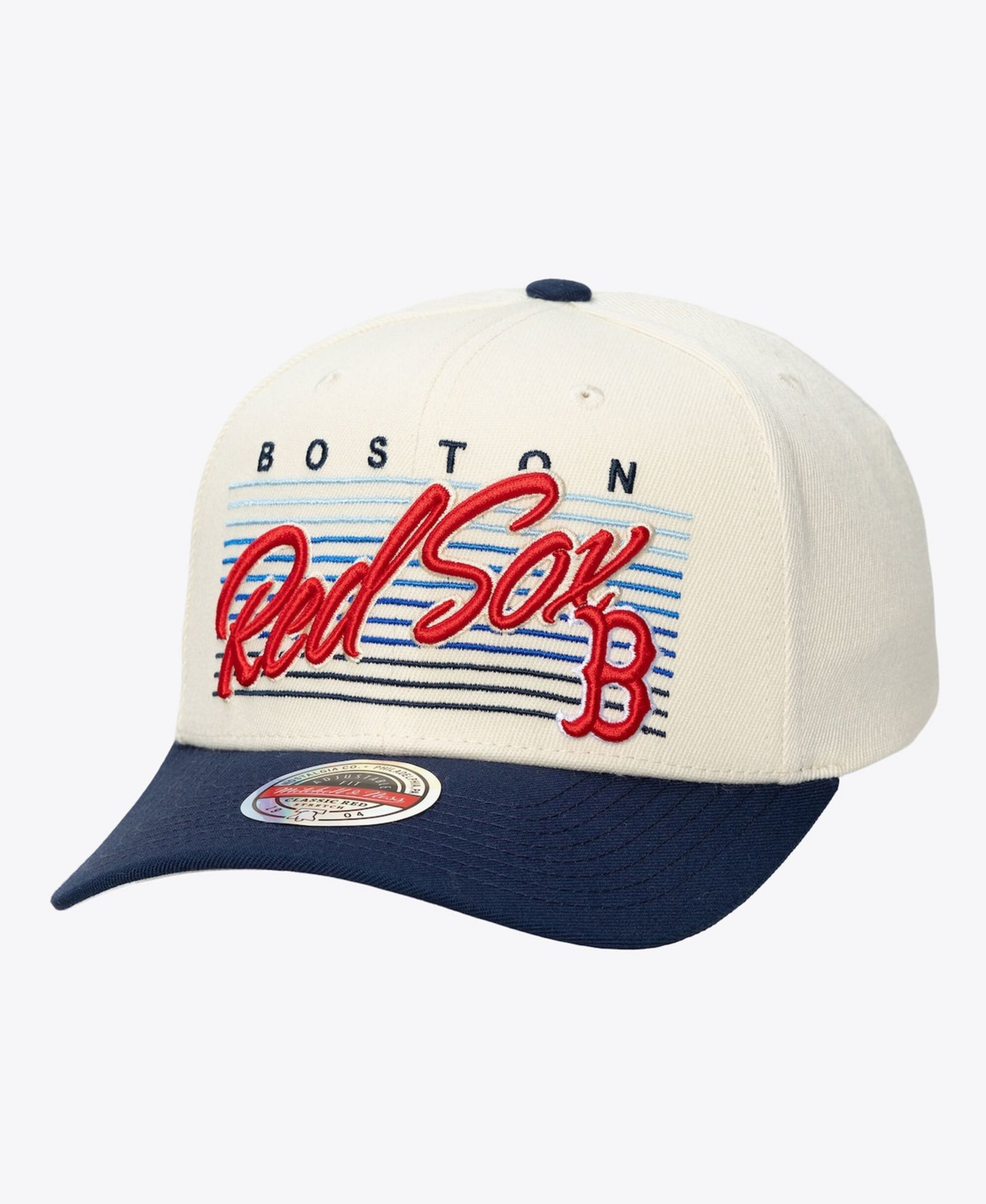 Кепка Mitchell & Ness Men's and Women's Cream Boston Red Sox Retro Lines Stretch Snapback