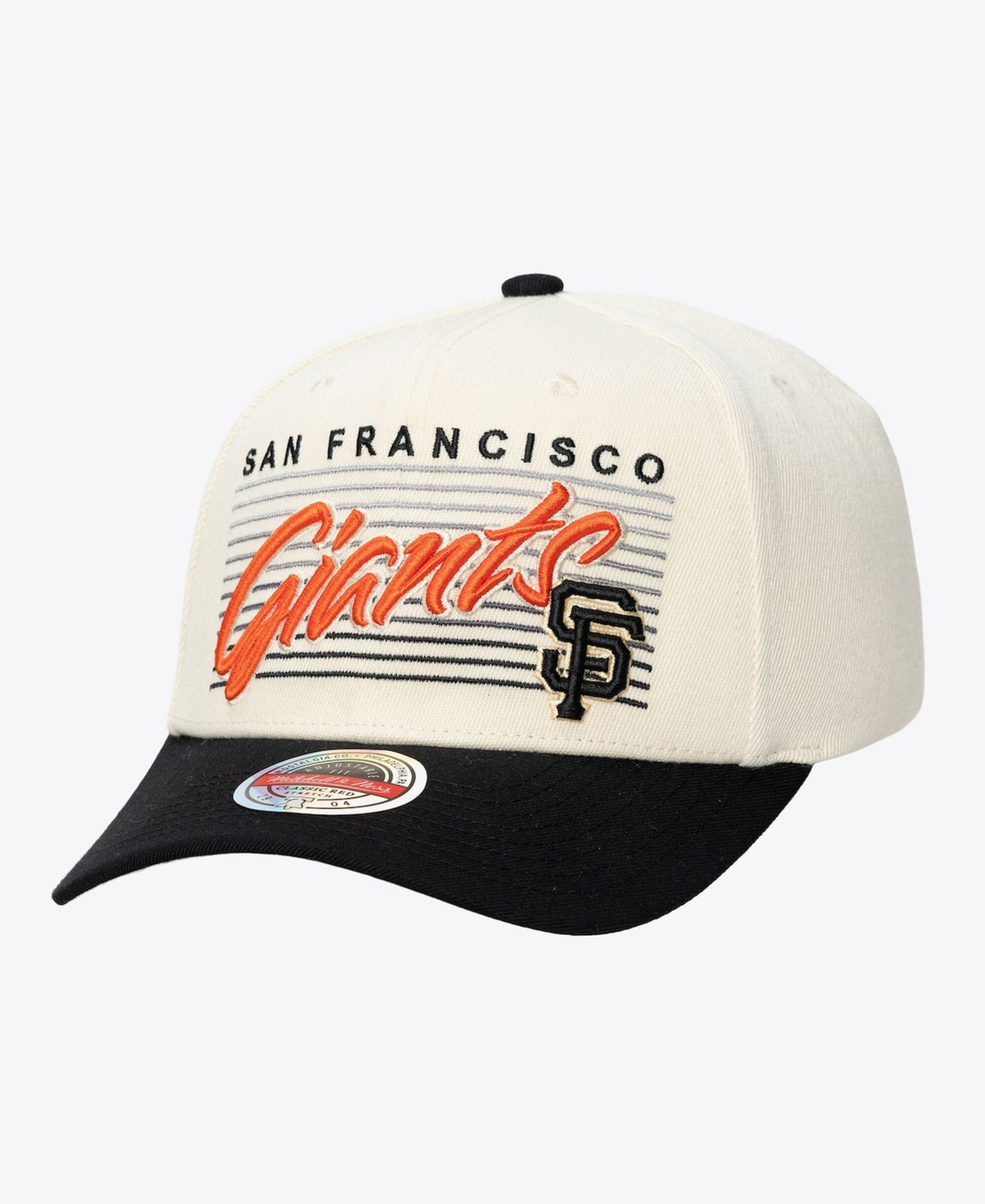 Мужская и женская кепка Mitchell & Ness San Francisco Giants Retro Lines Stretch Snapback, кремовый цвет