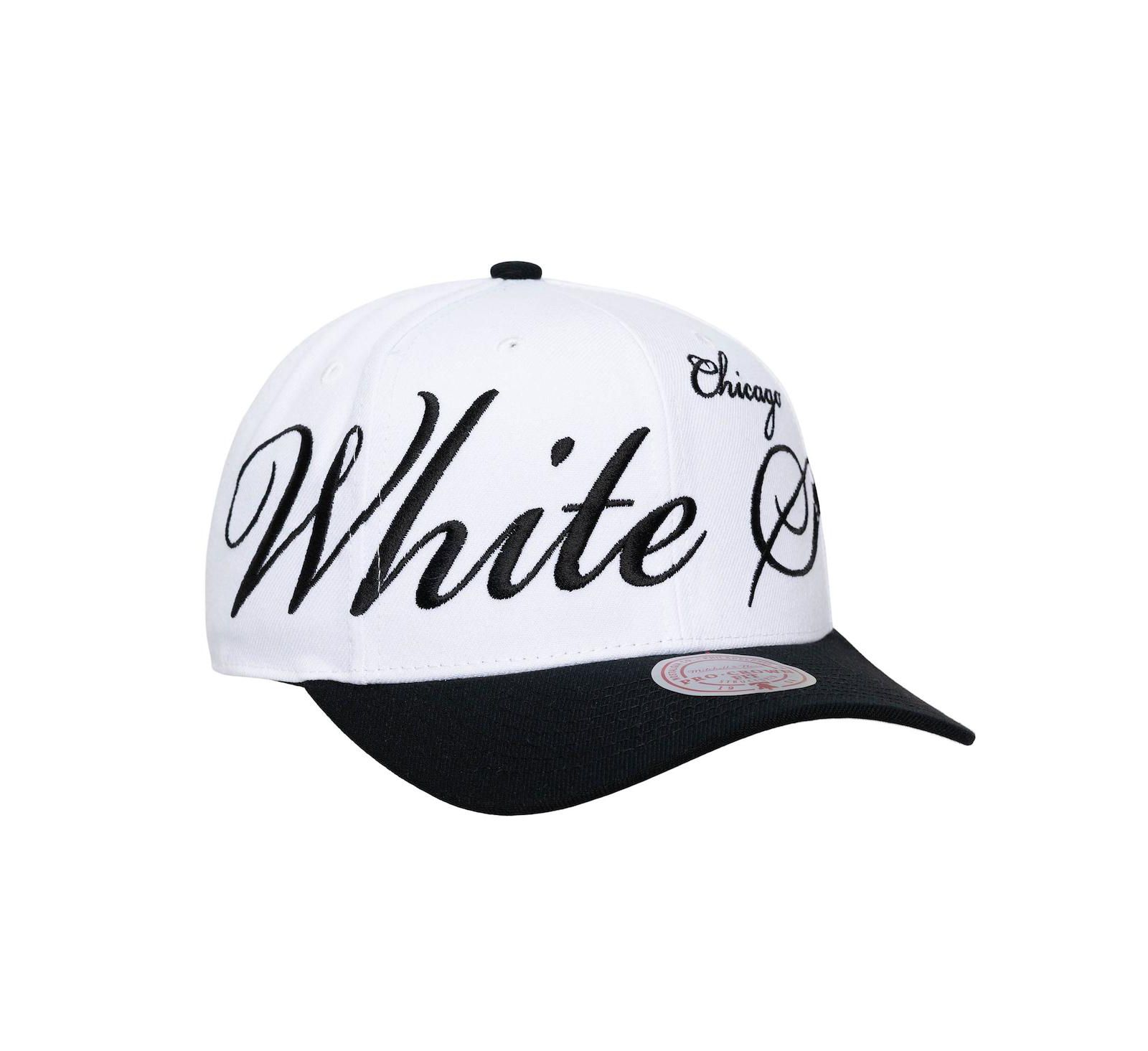 Регулируемая кепка Mitchell & Ness White/Black Chicago White Sox XL Script Pro Crown