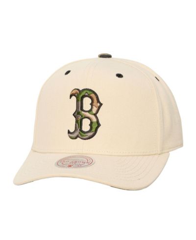 Кепка Mitchell & Ness Men's and Women's Cream Boston Red Sox Camo Logo Pro Crown Snapback