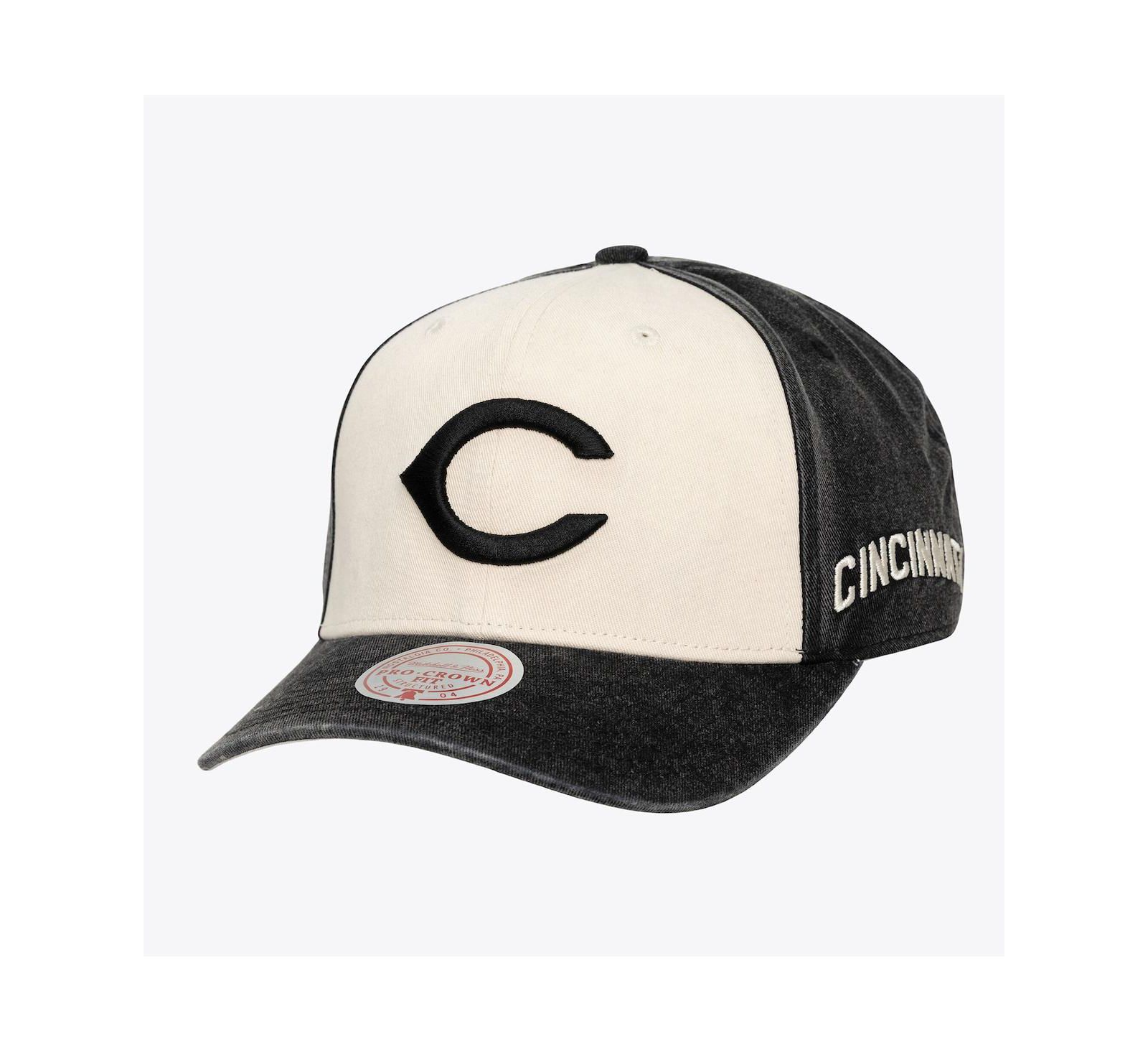 Mitchell & Ness Мужская и женская кепка Cincinnati Reds Snow Block Pro Crown Snapback, кремово-черная