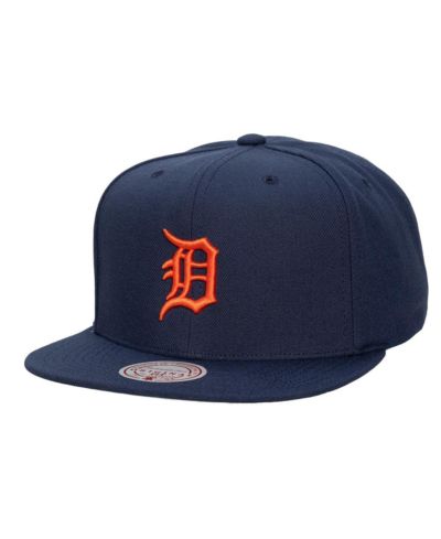 Мужская и женская кепка Mitchell & Ness Navy Detroit Tigers Side Logo Snapback