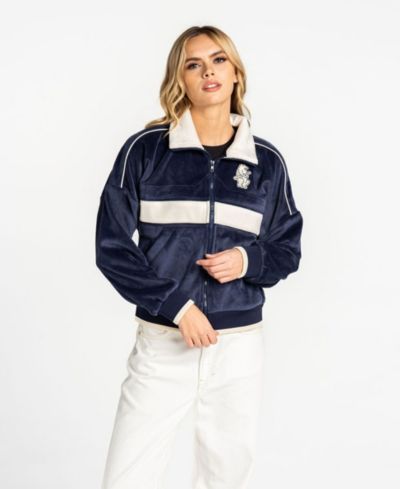 Женская куртка The Wild Collective Navy Chicago Cubs Velvet Corduroy Full-Zip