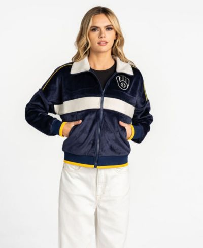 Женская куртка The Wild Collective Navy Milwaukee Brewers Velvet Cord Full-Zip