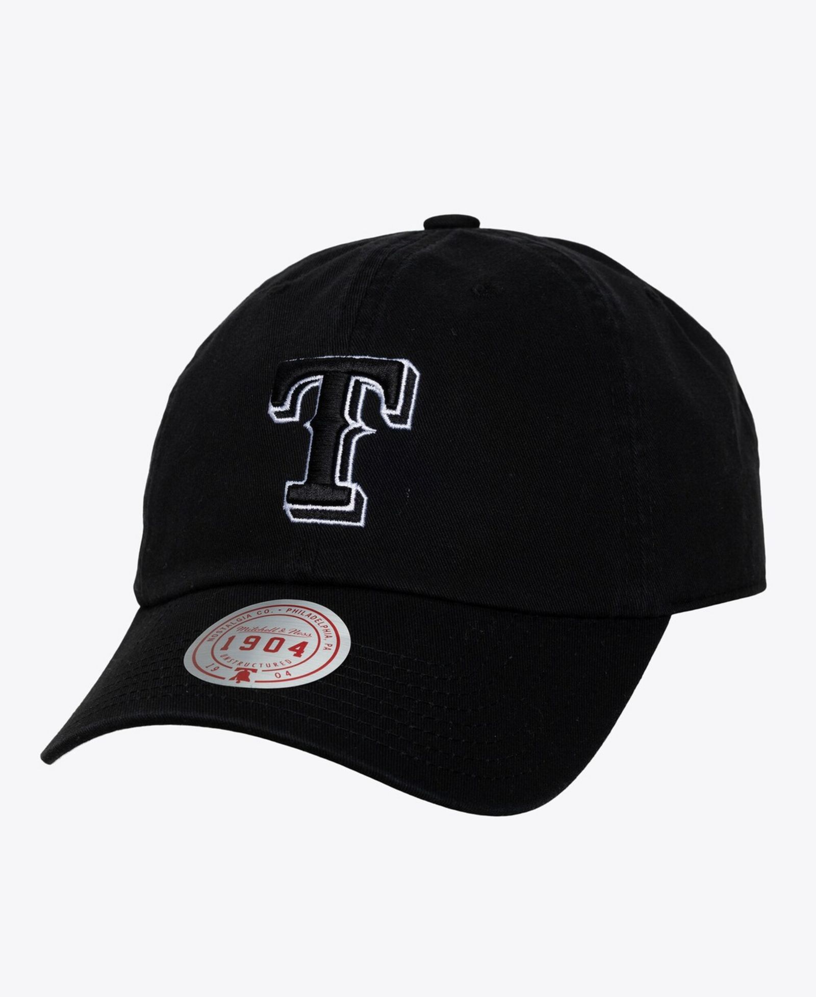 Mitchell & Ness Men's and Women's Black White Texas Rangers 1904 Strapback Adjustable Hat