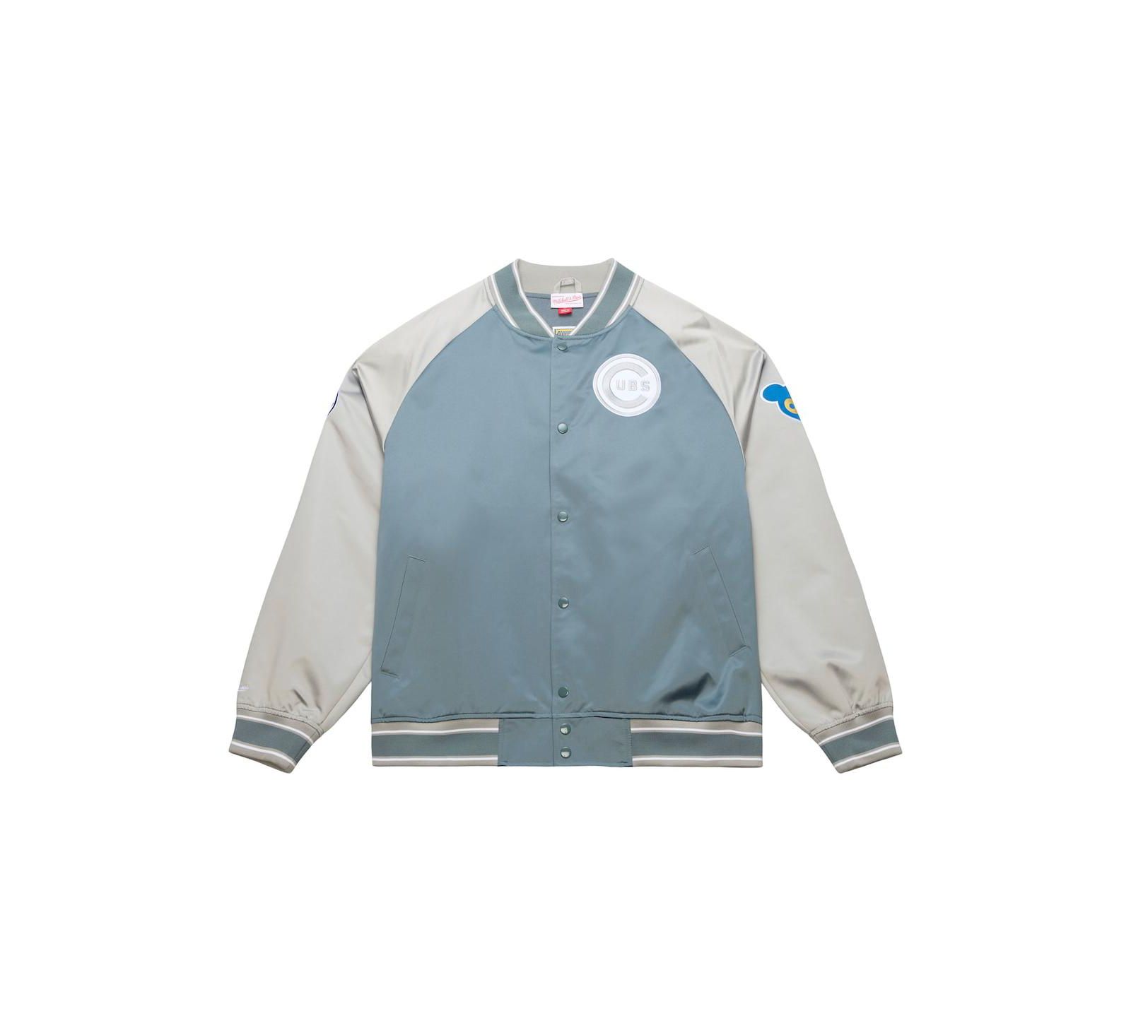 Mitchell & Ness Men's Gray Chicago Cubs Thunderstorm Head Coach Lightweight Satin Full-Snap Jacket