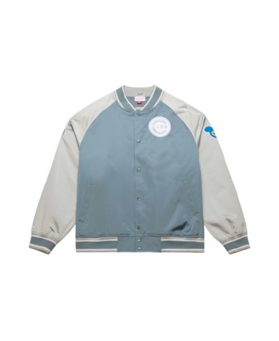 Мужская атласная куртка Mitchell & Ness Men's Gray Chicago Cubs Thunderstorm Head Coach Lightweight Full-Snap