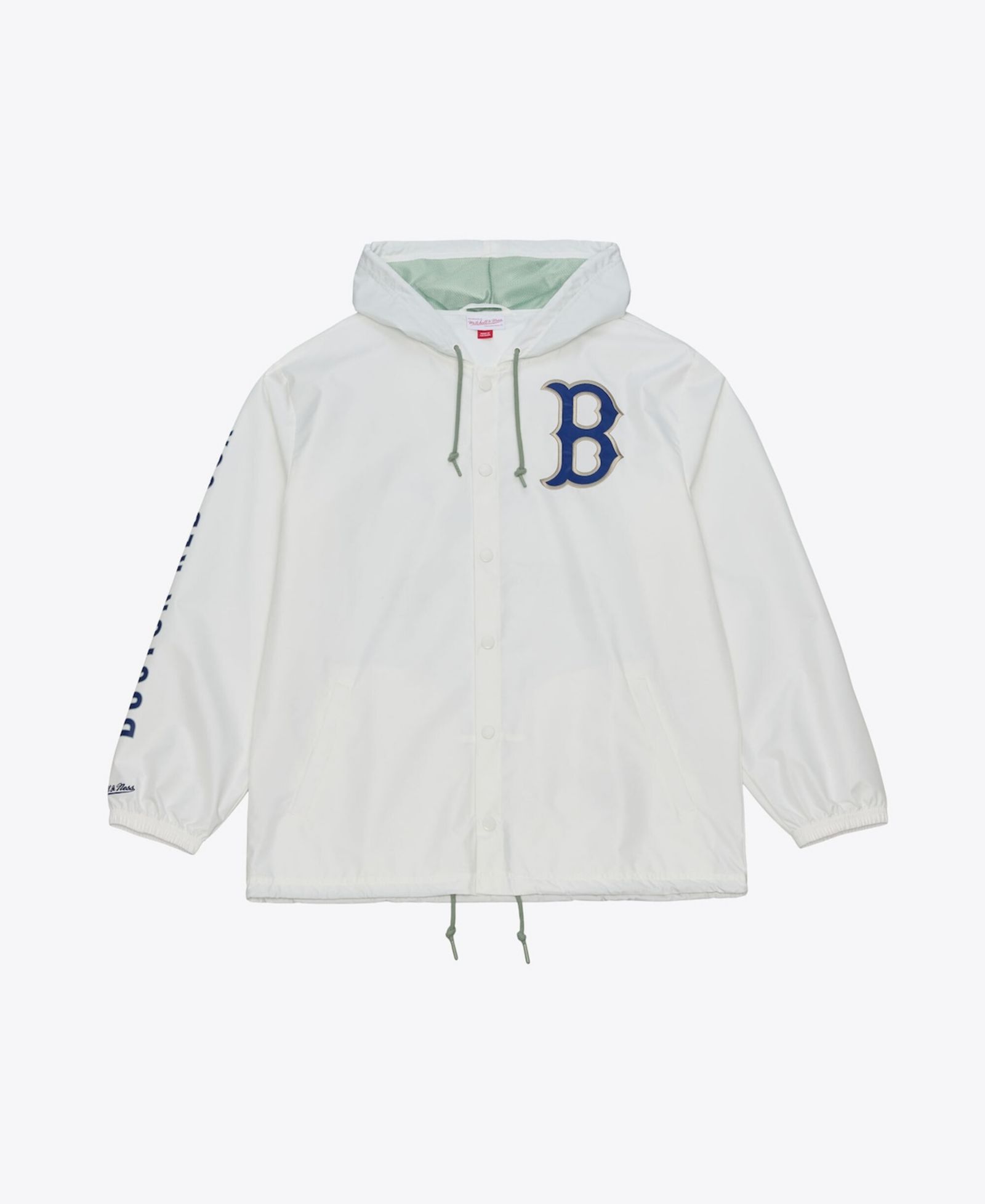 Mitchell & Ness Men's White Boston Red Sox Yacht Rock Coaches Full-Snap Hooded Windbreaker Jacket