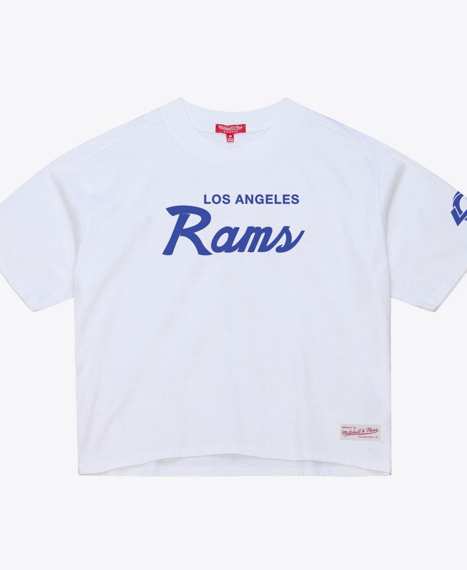 Укороченная футболка Mitchell & Ness Women's White Los Angeles Rams Head Coach